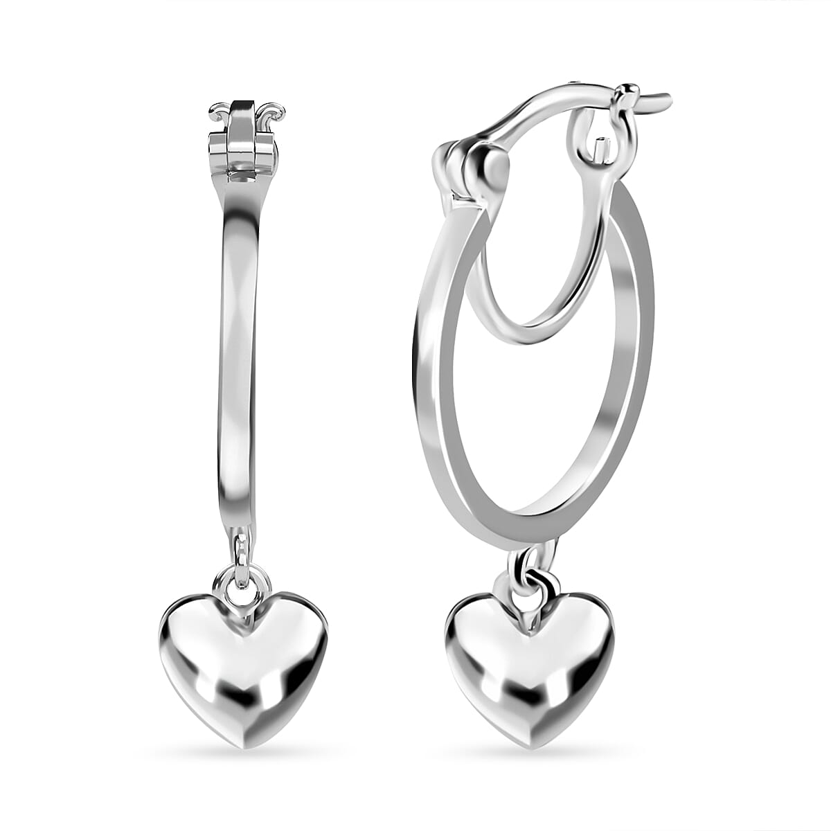 Sterling Silver Heart Hoop Earrings