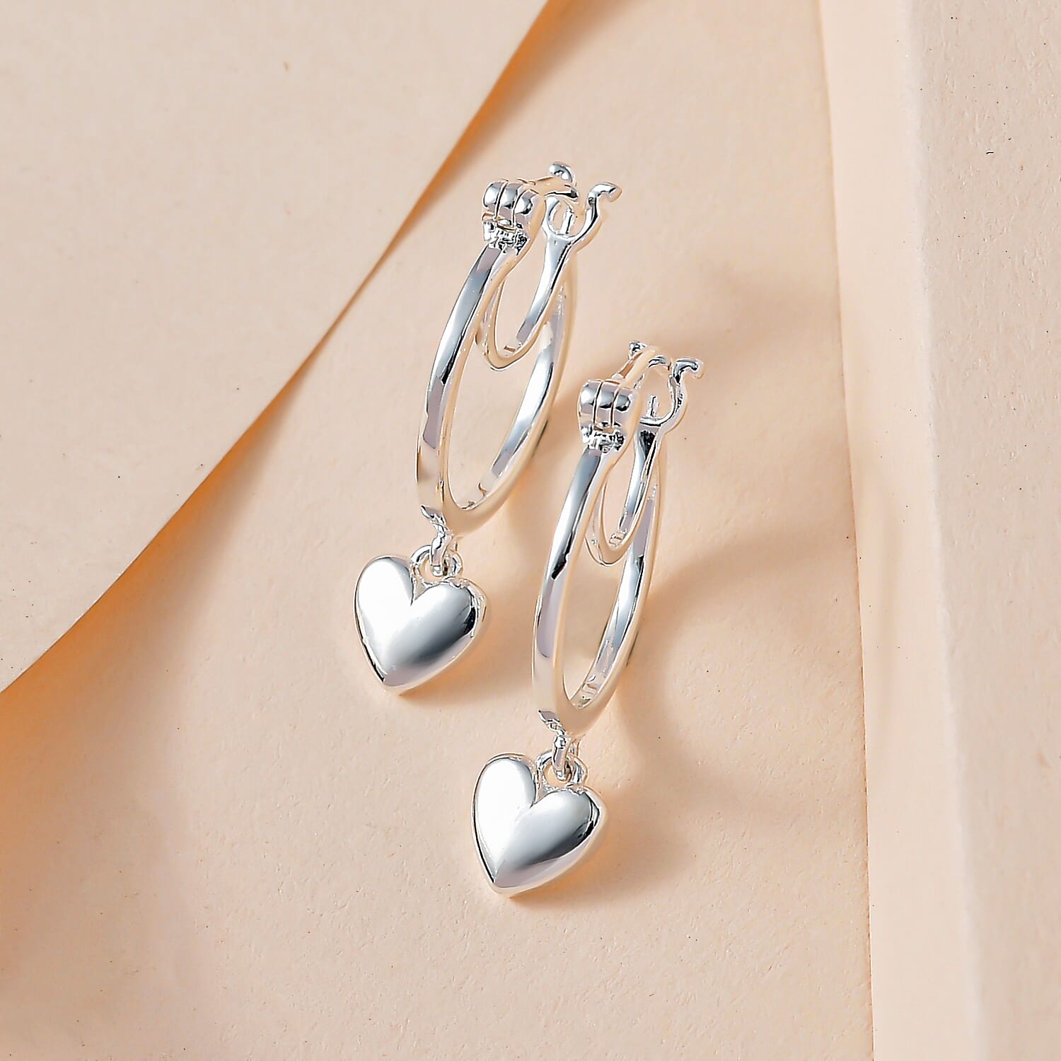 Sterling Silver Heart Hoop Earrings