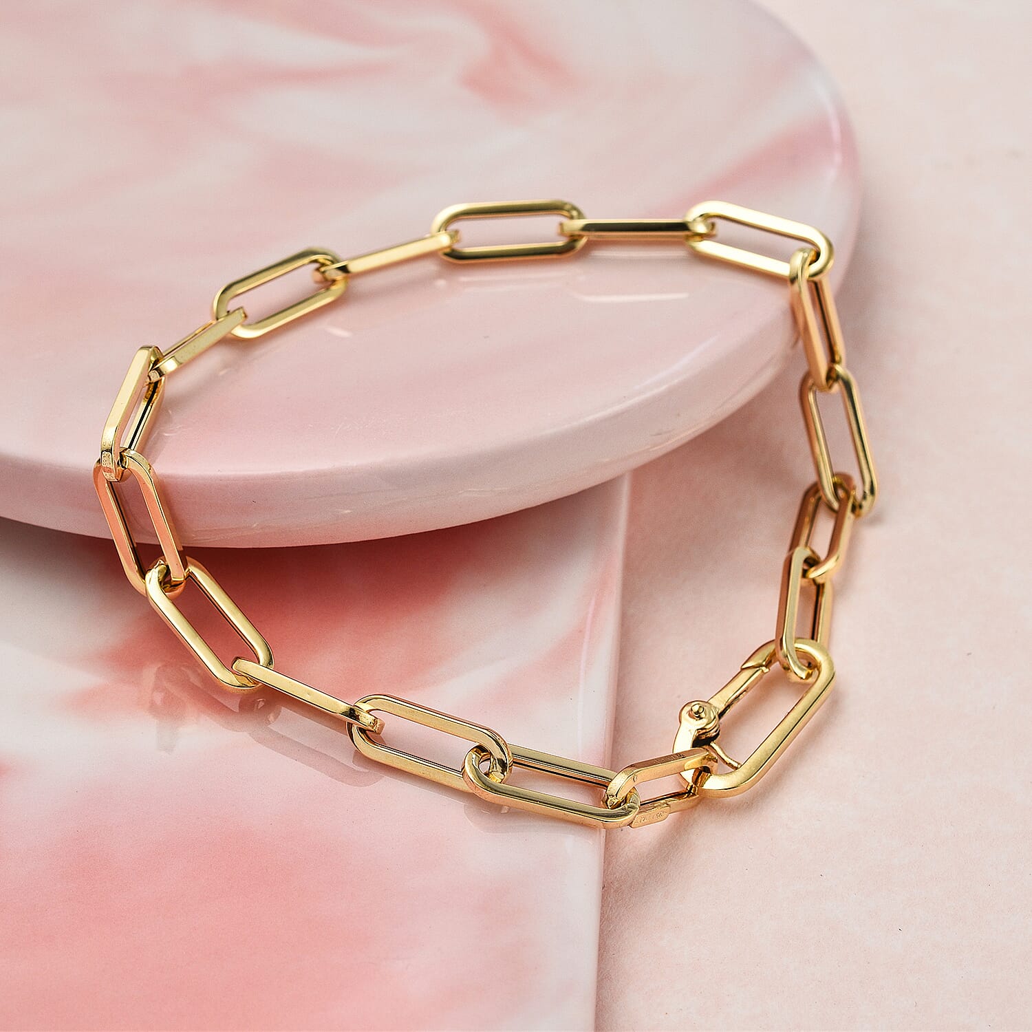 9K Yellow Gold Paper Clip Bracelet (Size - 7.5)
