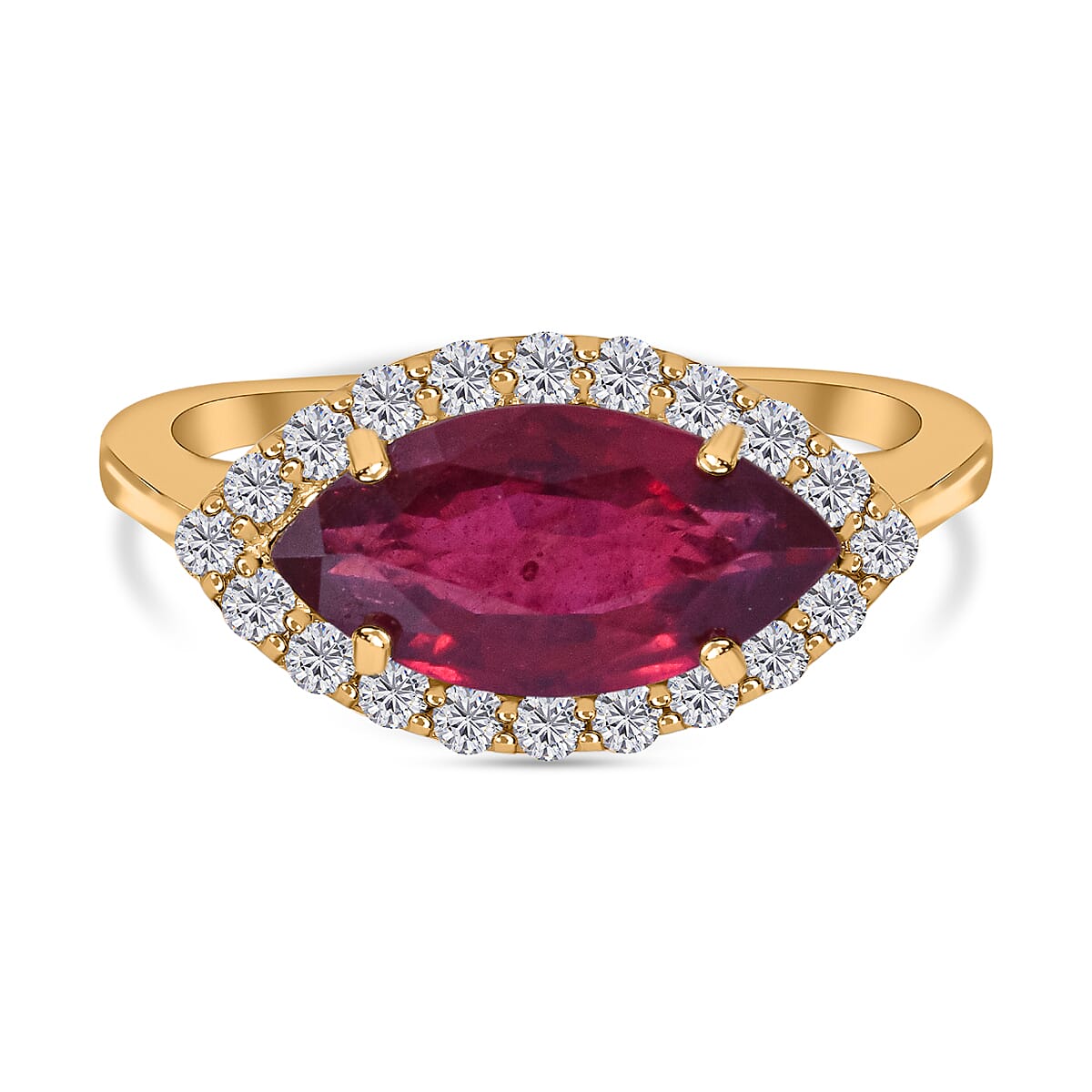9K Yellow Gold African Ruby and Natural Zircon Ring 2.93 Ct.