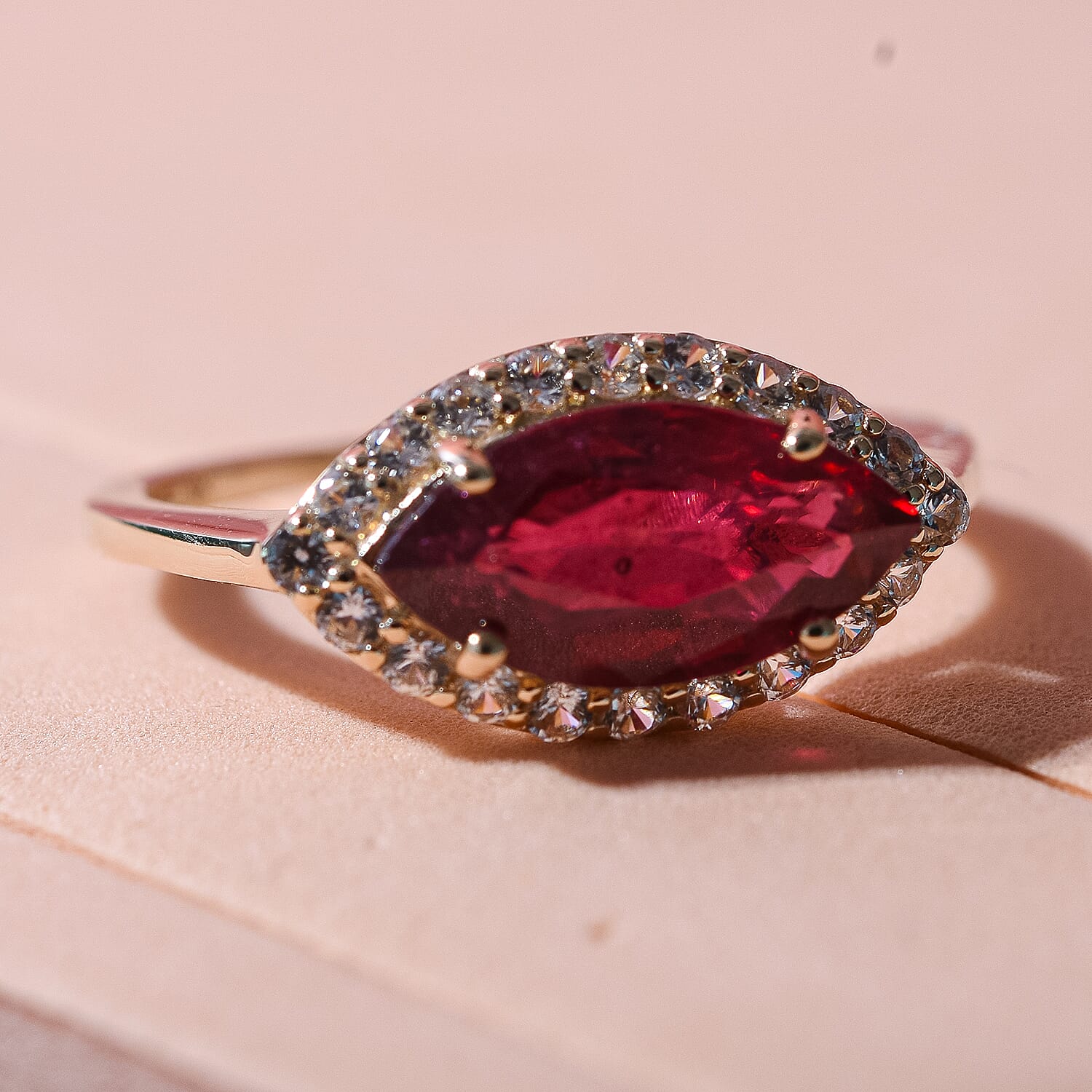 9K Yellow Gold African Ruby and Natural Zircon Ring 2.93 Ct.