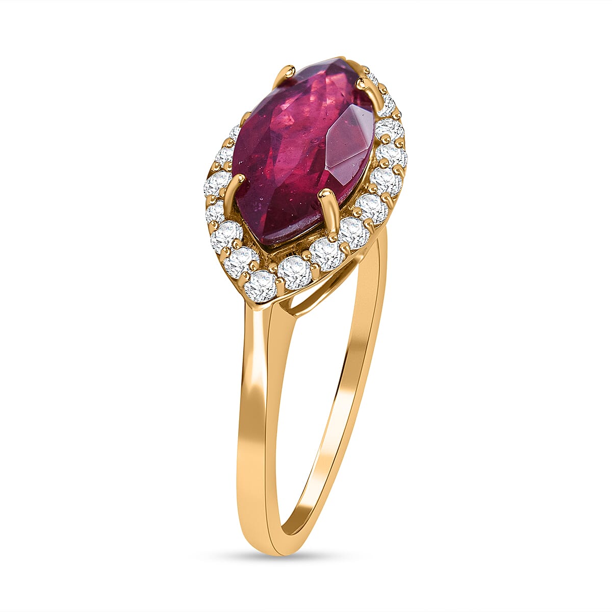 9K Yellow Gold African Ruby and Natural Zircon Ring 2.93 Ct.