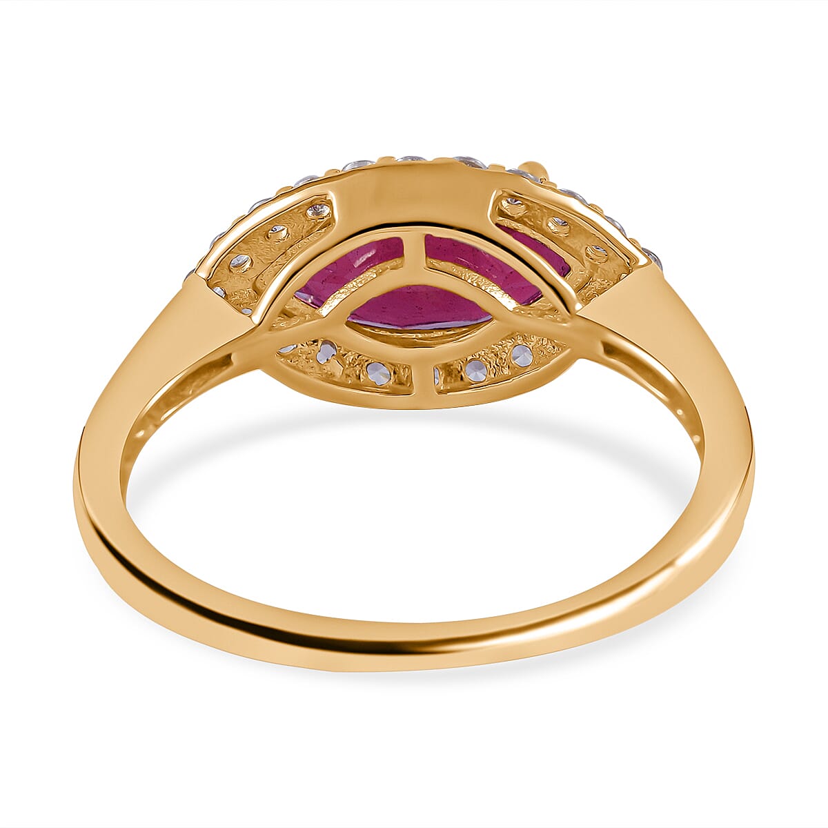 9K Yellow Gold African Ruby and Natural Zircon Ring 2.93 Ct.