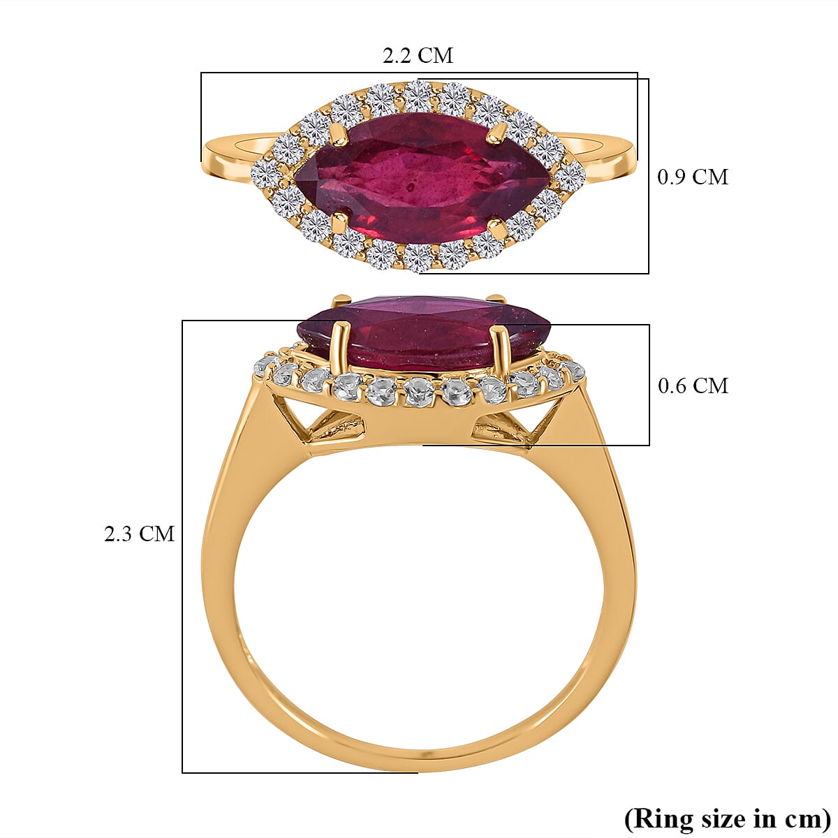 9K Yellow Gold African Ruby and Natural Zircon Ring 2.93 Ct.
