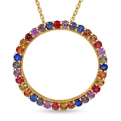 Rainbow Sapphire Pendant with Chain (Size 20) in 18K Vermeil Yellow Gold Plated Sterling Silver 1.36 Ct.