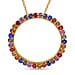  Rainbow Sapphire Pendant in Rhodium Overlay Sterling Silver 1.36 ct 1.360 Ct.