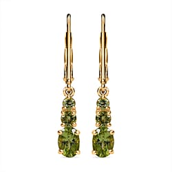 Peridot Earring in Rhodium Overlay Sterling Silver 1.40 ct 1.400 Ct.