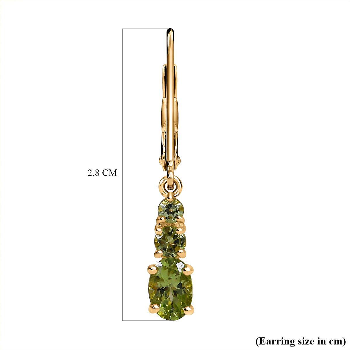 Hebei Peridot Dangle Earrings in Vermeil Yellow Gold Plated Sterling Silver 1.40 Ct