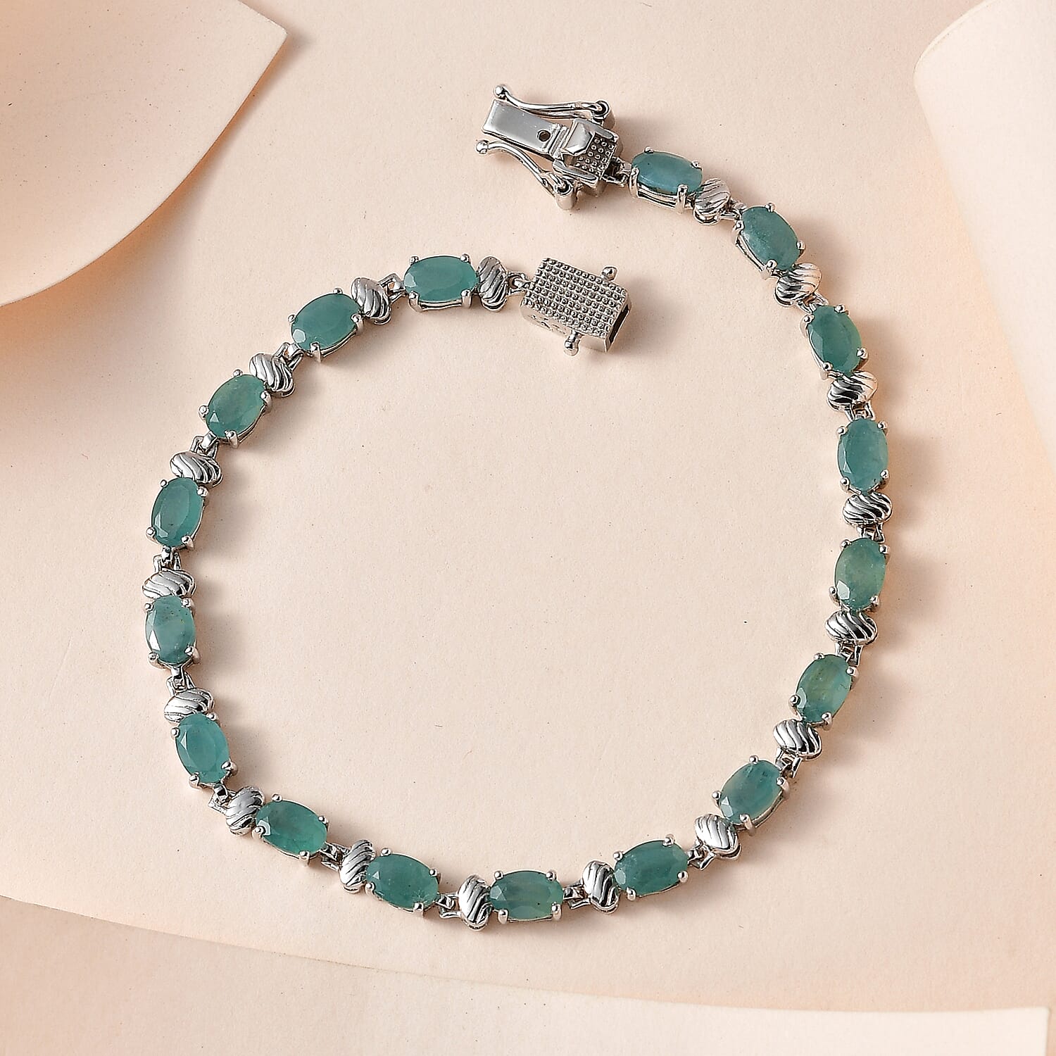 Grandidierite Tennis Link Bracelet (Size - 7) in Platinum Overlay Sterling Silver 6.86 Ct, Silver Wt 7.17 GM