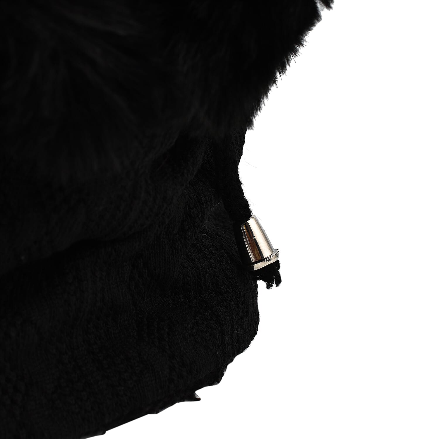 Acrylic Patterned Hat, Cap and Earmuff (Size 30x4 cm) - Black & Black