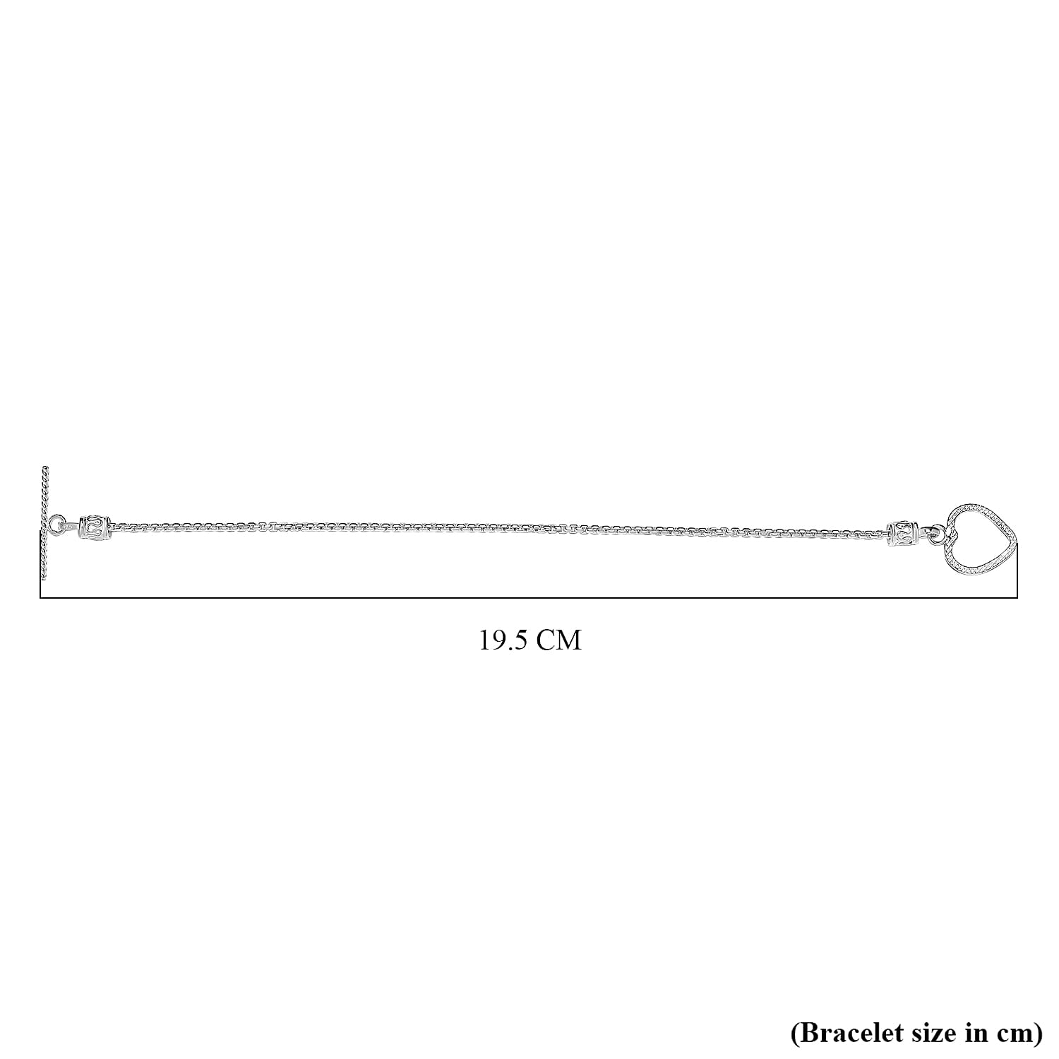 Silver Heart Bracelet (Size - 7.5) with T-Bar Clasp