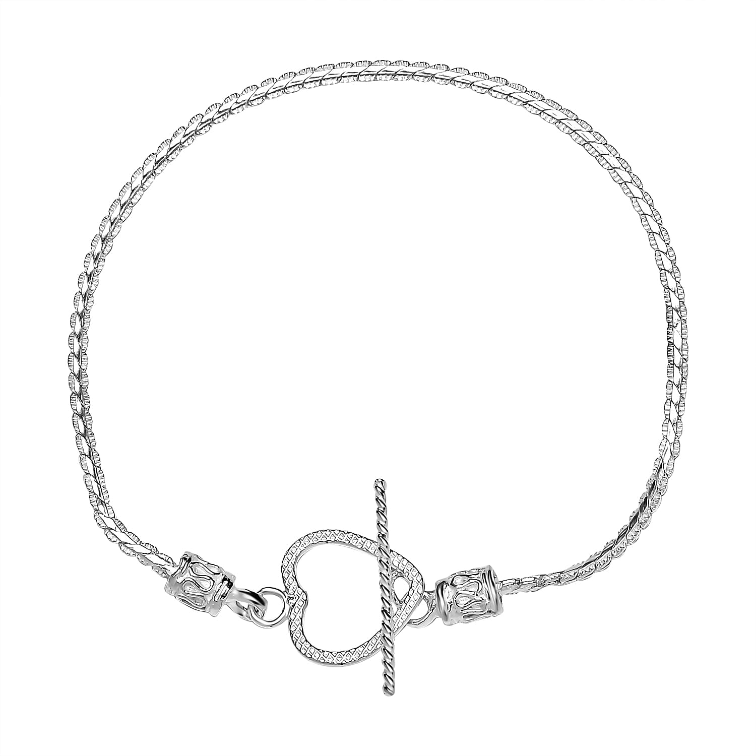 Royal Bali Sterling Silver Heart Bracelet (Size - 7.5)