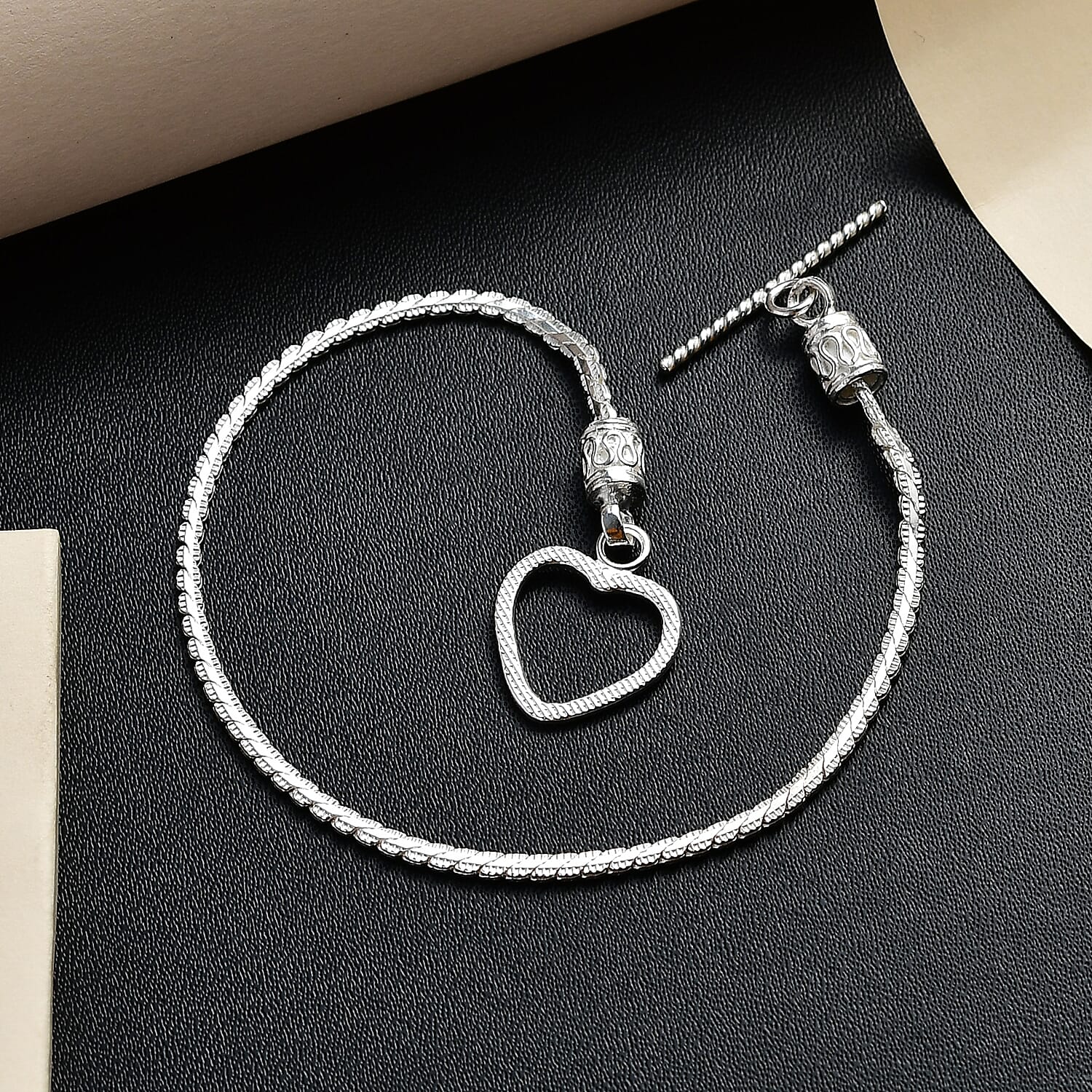 Royal Bali Sterling Silver Heart Bracelet (Size - 7.5)