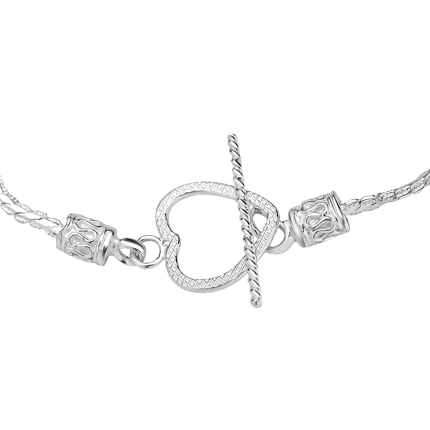 Royal Bali Sterling Silver Heart Bracelet (Size - 7.5)