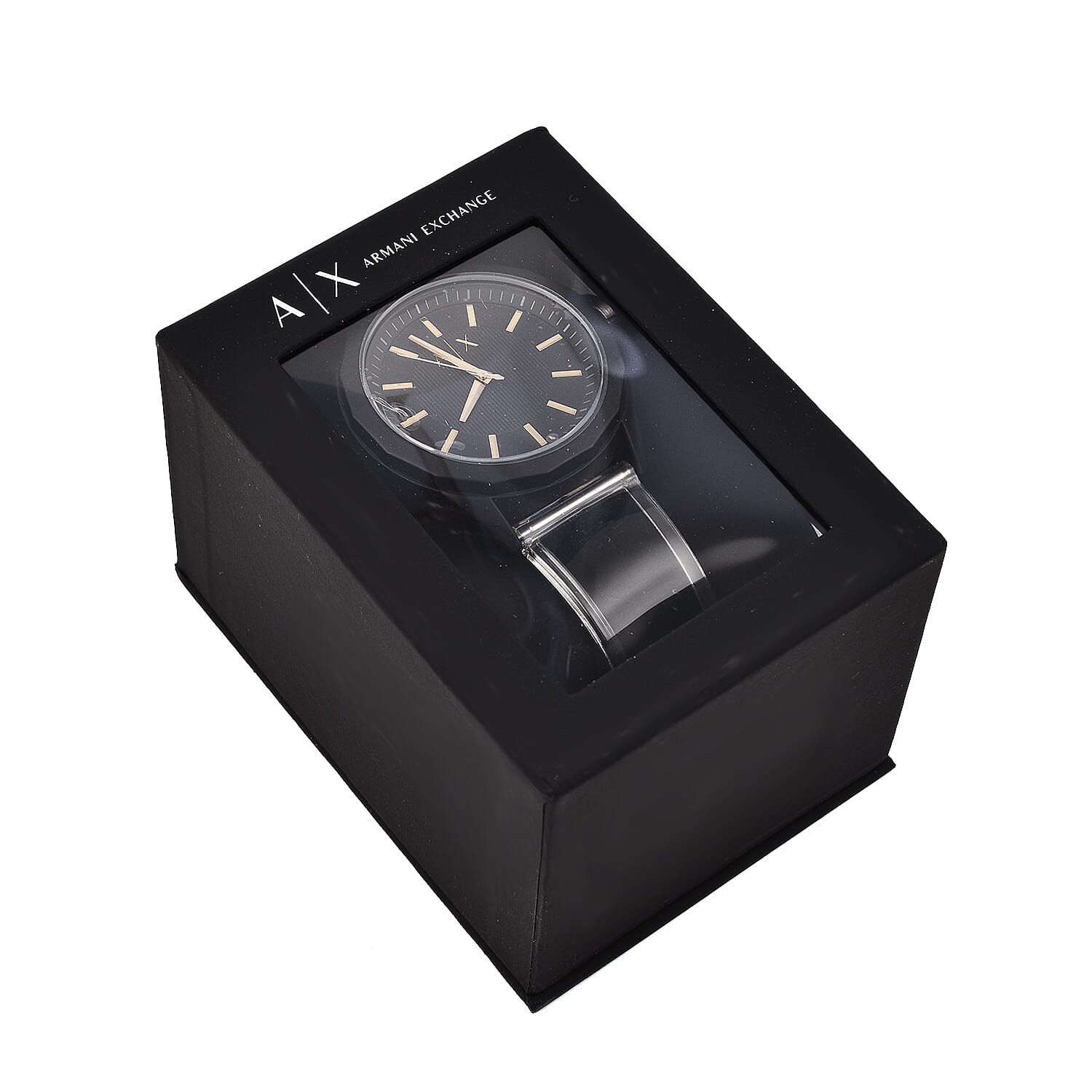 Armani exchange black analogue watch hot sale