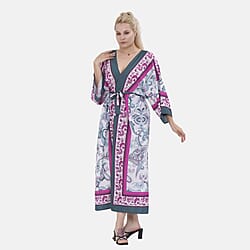 Polyester Patterned Kimono  - Marine Green