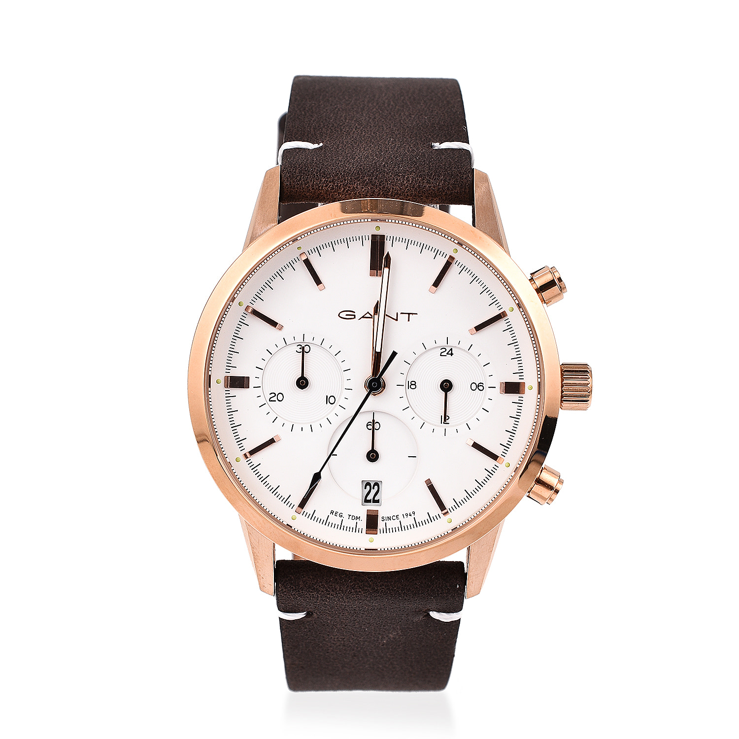 GANT-BRADFORD-Rose-Gold-Dial-Water-Resistant-Watch-with-Brown-Leather-