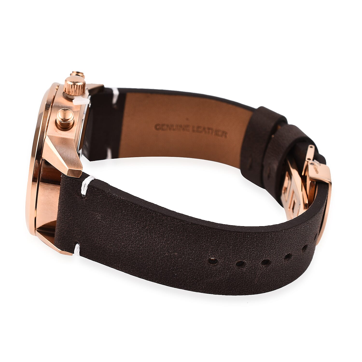 GANT BRADFORD Rose Gold Dial Water Resistant Watch with Brown Leather Strap