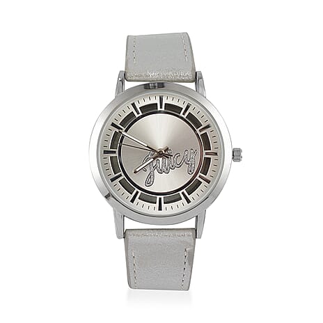 Juicy Couture Analog Ladies Watch in Mineral Glass with Leather Strap - Silver