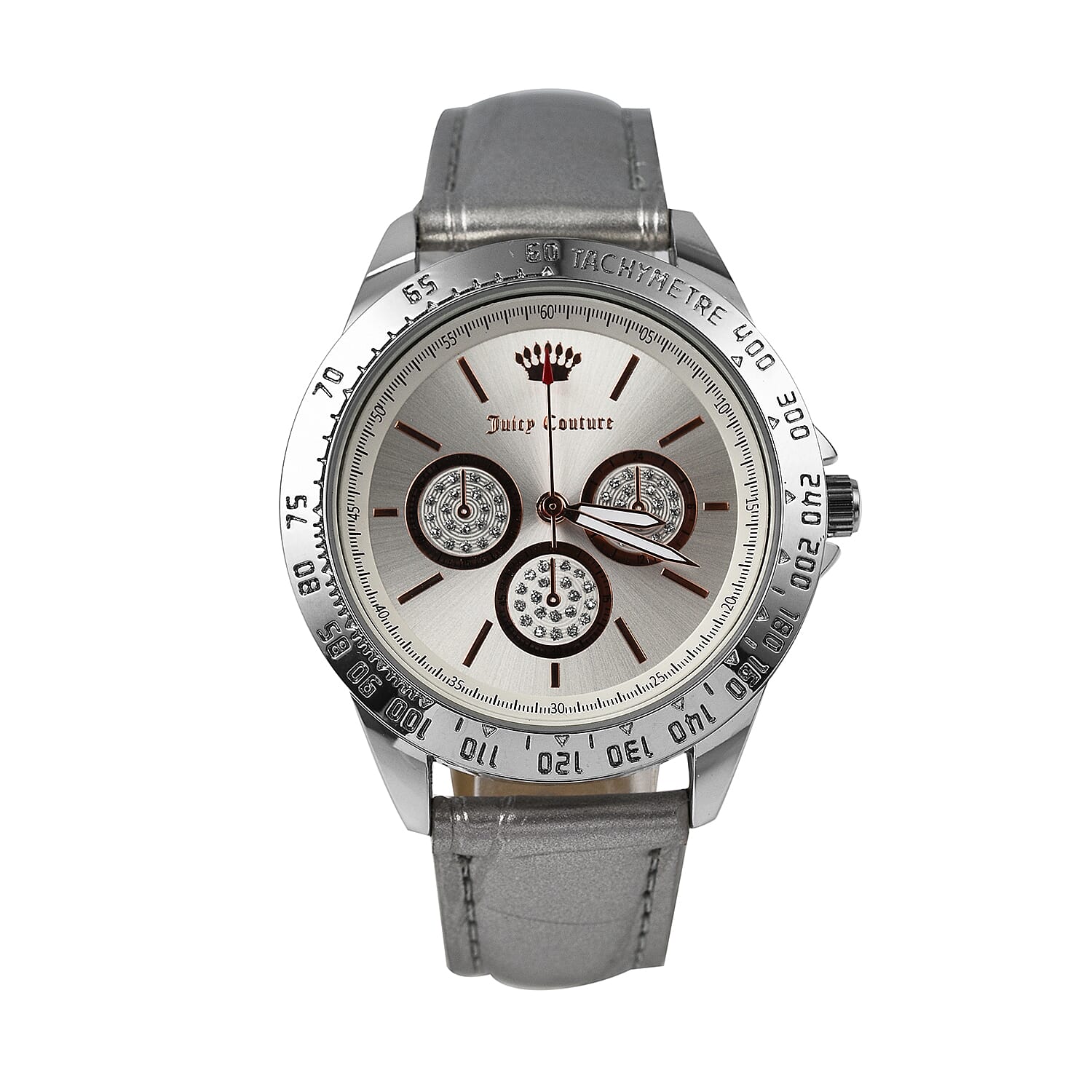 Juicy Couture Ladies Watch in Mineral Glass with Vegan Leather Strap - Silver