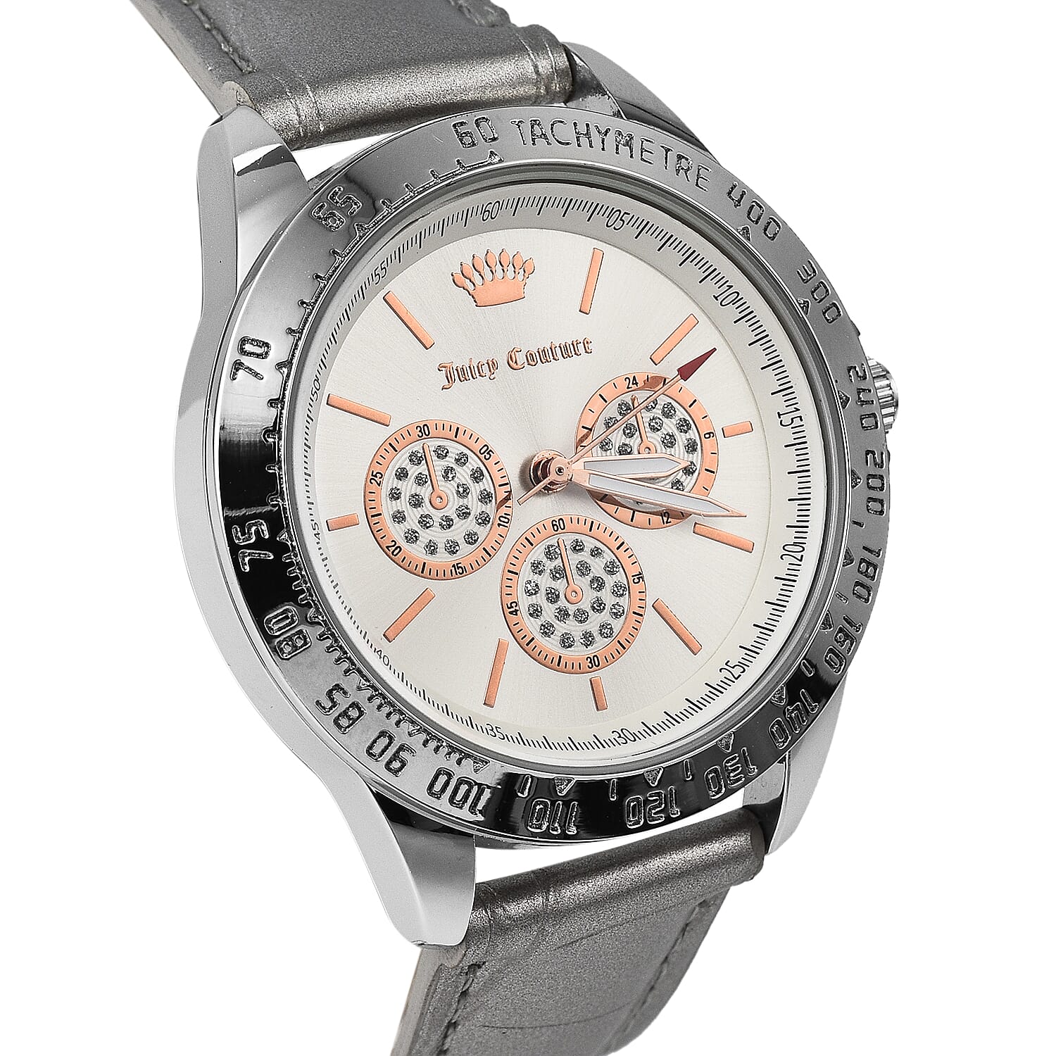 Juicy Couture Ladies Watch in Mineral Glass with Vegan Leather Strap - Silver