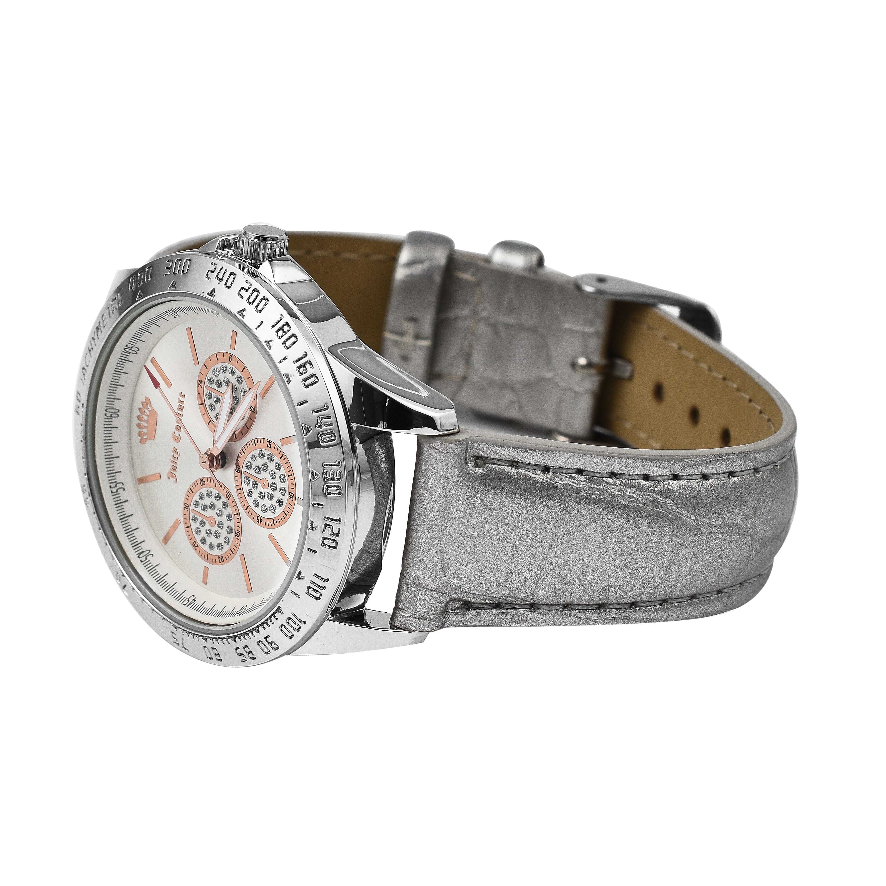 Juicy Couture Ladies Watch in Mineral Glass with Vegan Leather Strap - Silver