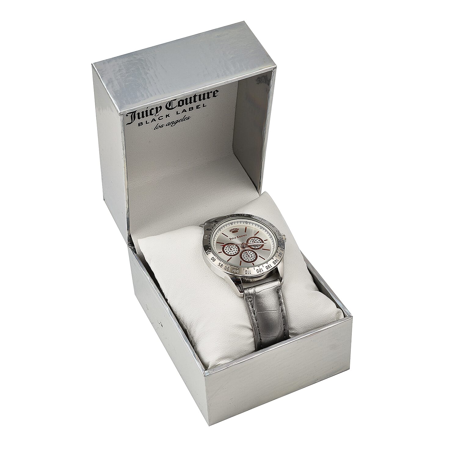 Juicy Couture Ladies Watch in Mineral Glass with Vegan Leather Strap - Silver