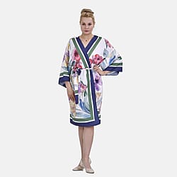 Closeout Deal Floral Printed Long Kimono - Black