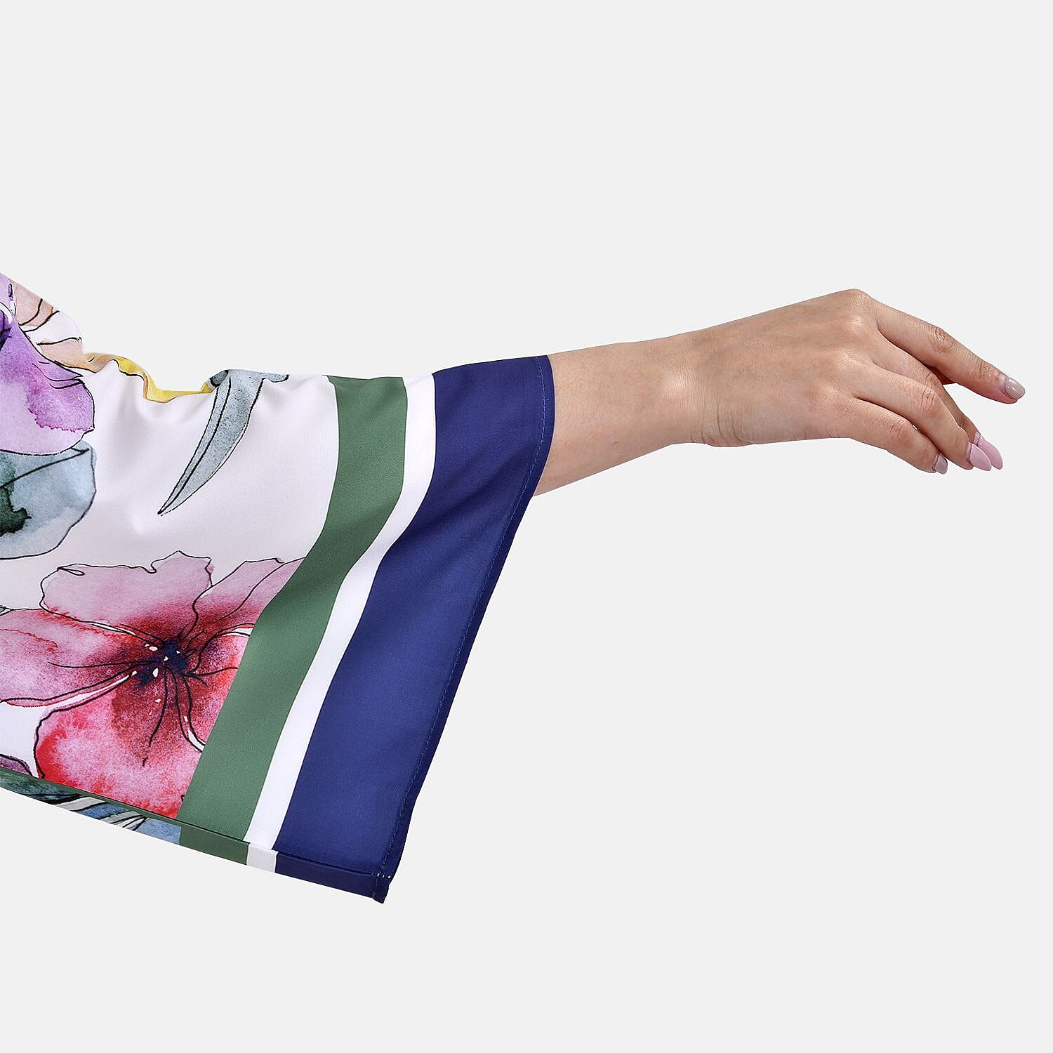 Closeout Deal Floral Printed Long Kimono (One Size) - White - Pink