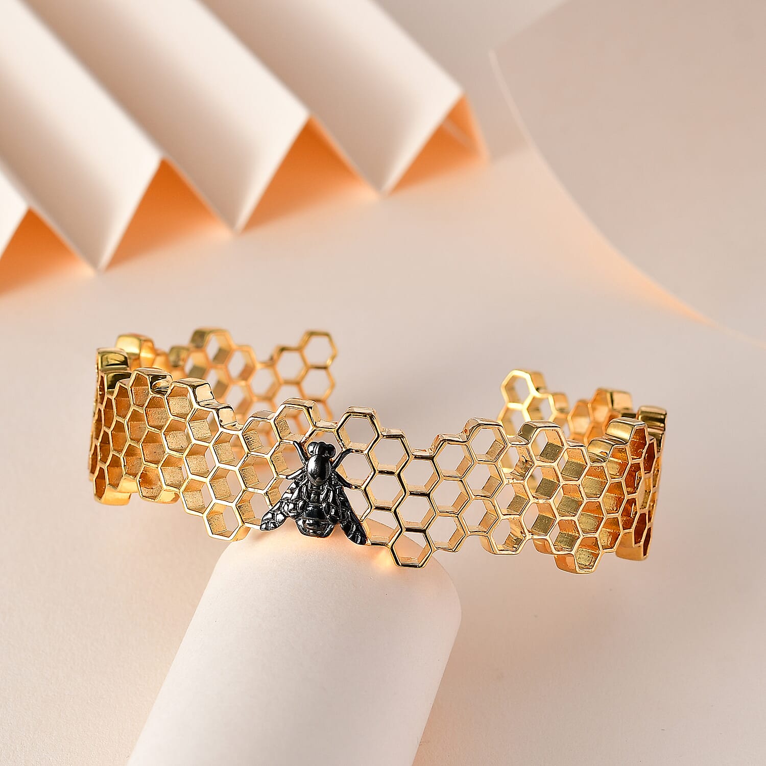 Limited Design Closeout Deal - Honeycomb Bee Cuff Bangle Size (7.5)