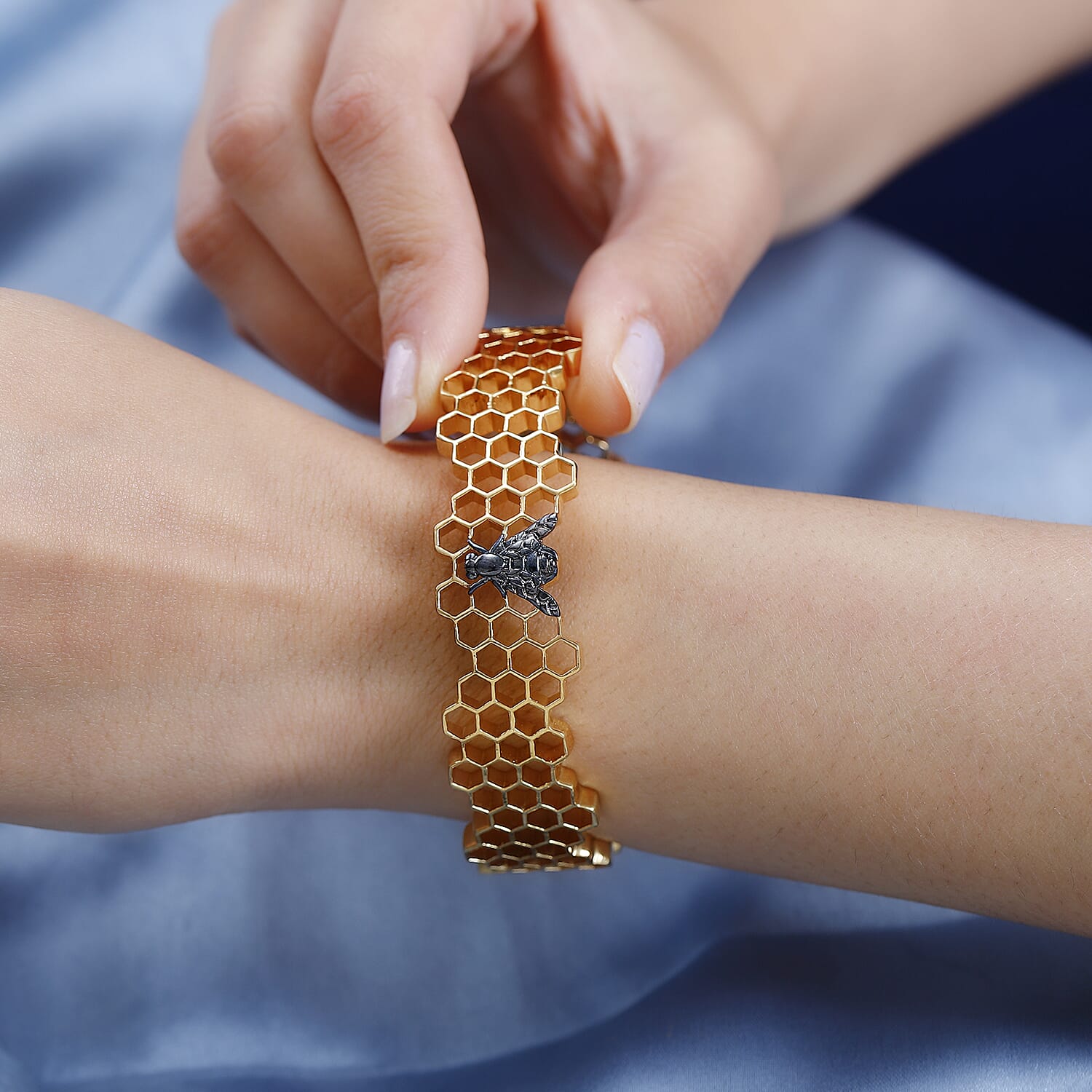 Limited Design Closeout Deal - Honeycomb Bee Cuff Bangle Size (7.5)