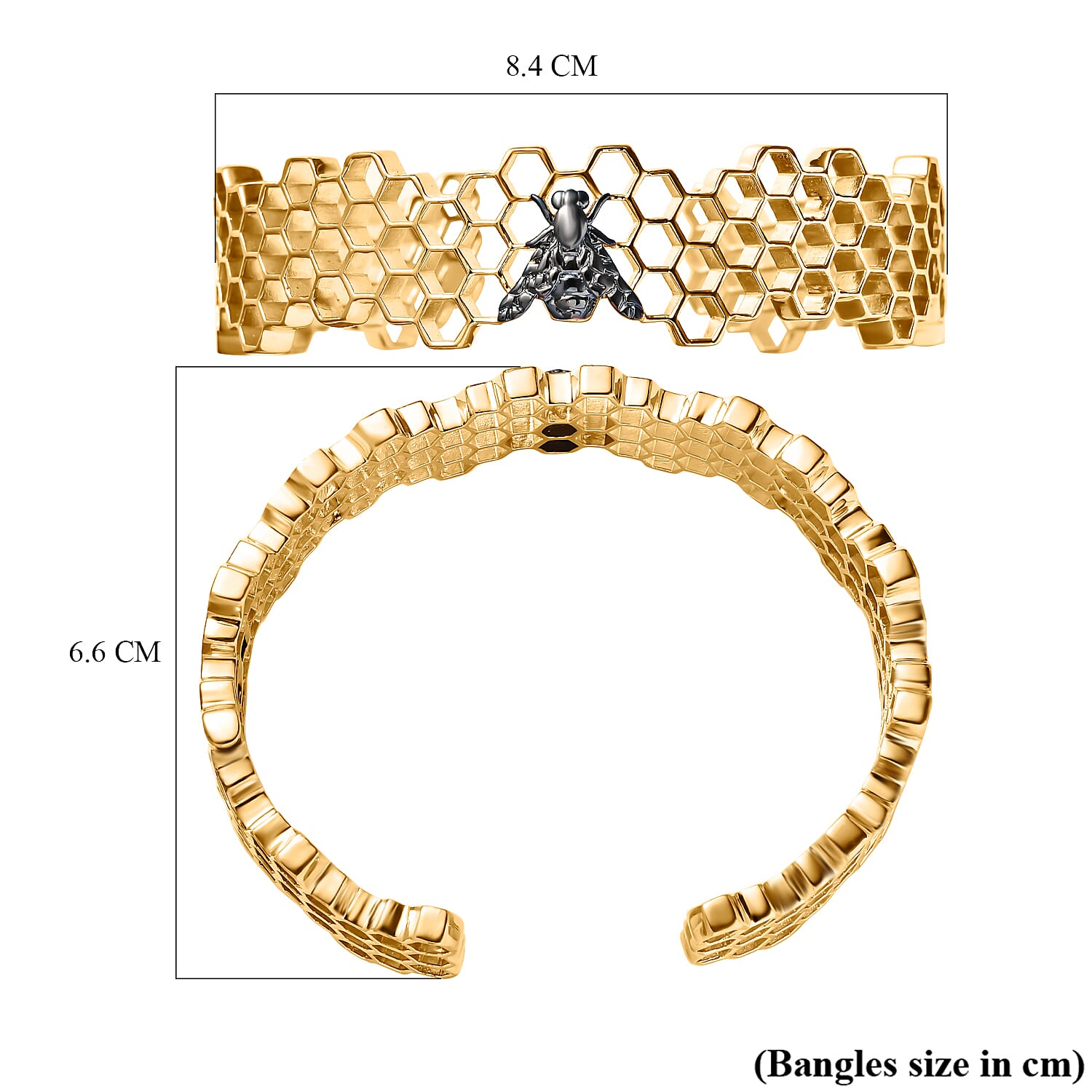 Limited Design Closeout Deal - Honeycomb Bee Cuff Bangle Size (7.5)