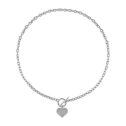Designer Closeout Deal- Heart Charm Necklace (Size - 20) with T-Bar Clasp