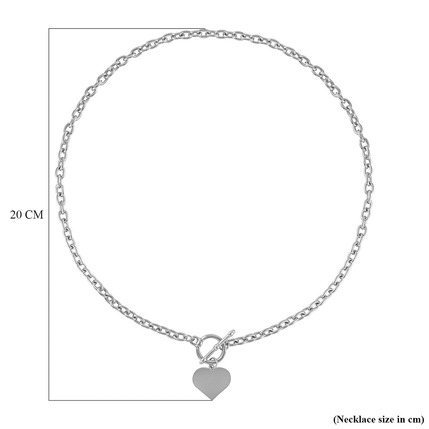 Designer Closeout Deal- Heart Charm Necklace (Size - 20) with T-Bar Clasp