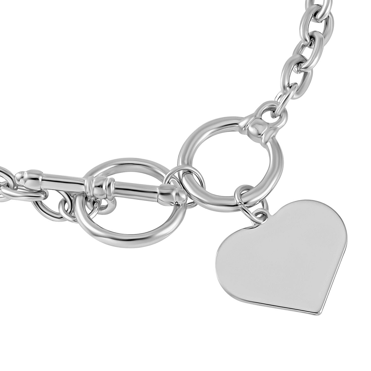 Designer Closeout Deal- Heart Charm Bracelet (Size - 7.5-8.5) with T-Bar Clasp