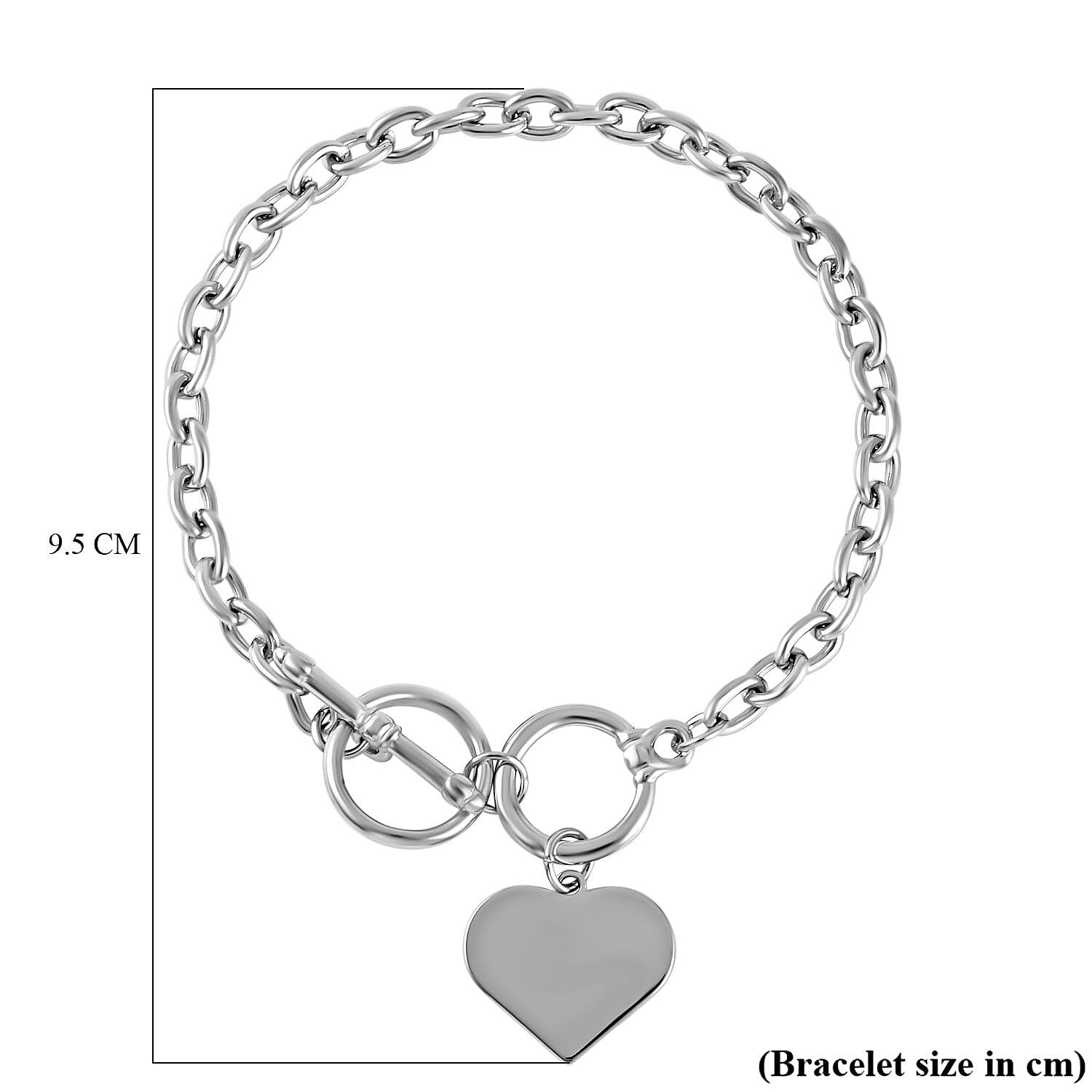 Designer Closeout Deal- Heart Charm Bracelet (Size - 7.5-8.5) with T-Bar Clasp