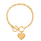 Designer Closeout Deal- Rose Gold Plated Heart Charm Bracelet (Size - 7.5-8.5) with T-Bar Clasp