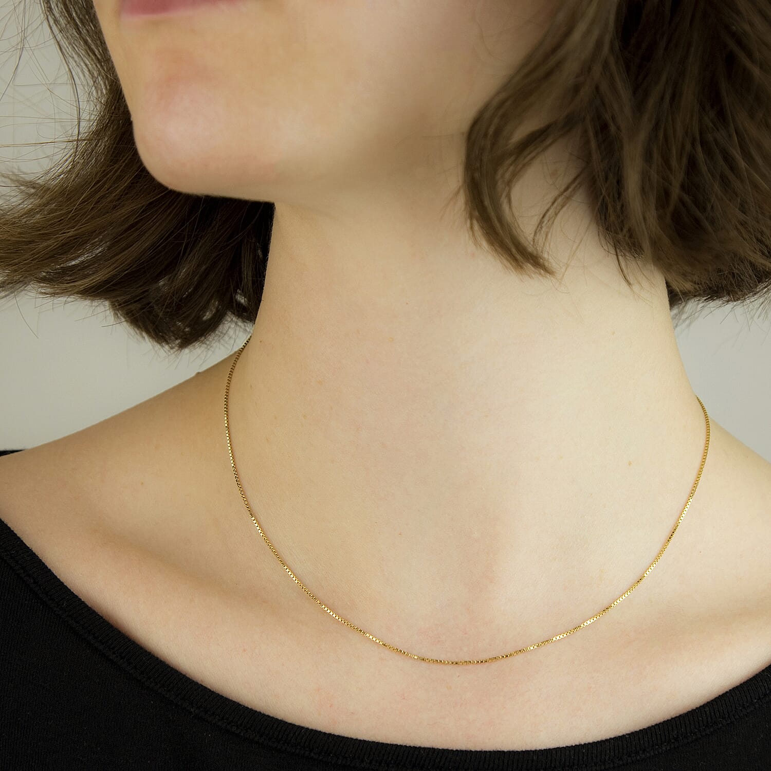 18K Yellow Gold Venetian Box Chain With Spring Ring Clasp (Size - 16)