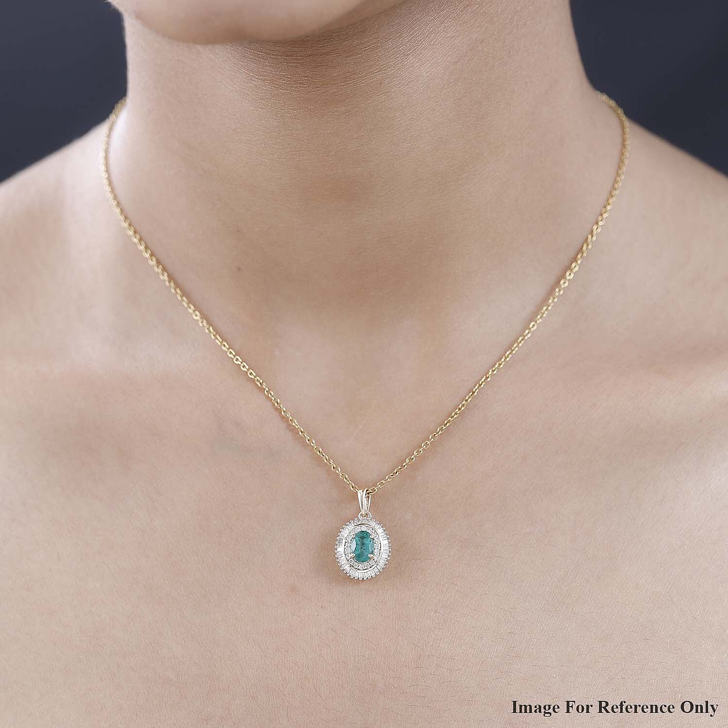 9K Yellow Gold AAA Gemfields Emerald and Diamond Pendant 1.14 Ct