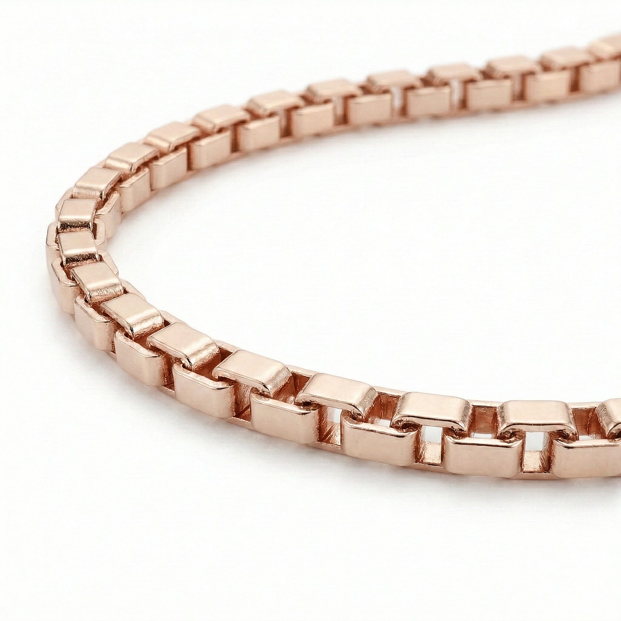 18K Rose Gold Venetian Box Chain With Spring Ring Clasp (Size - 18-20)