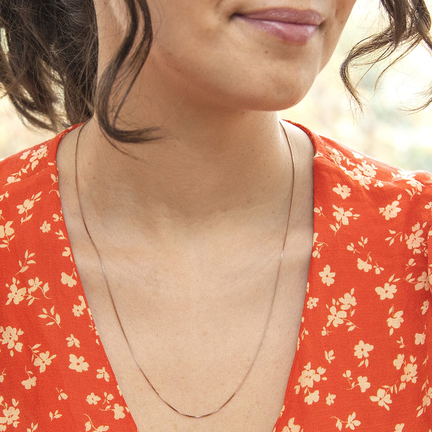 18K Rose Gold Venetian Box Chain With Spring Ring Clasp (Size - 18-20)