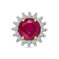 9K Yellow Gold AA African Ruby , White Zircon Circle Pendant 1.46 ct, Gold Wt. 0.58 Gms 1.461 Ct.