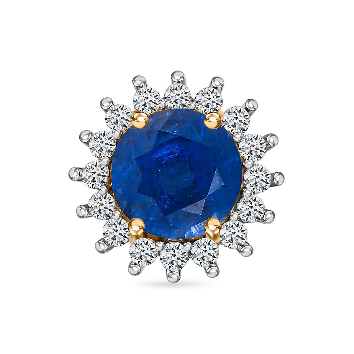 Natural Himalayan Kyanite and Natural Zircon Circle Halo Pendant in 9K Yellow Gold 1.32 Ct