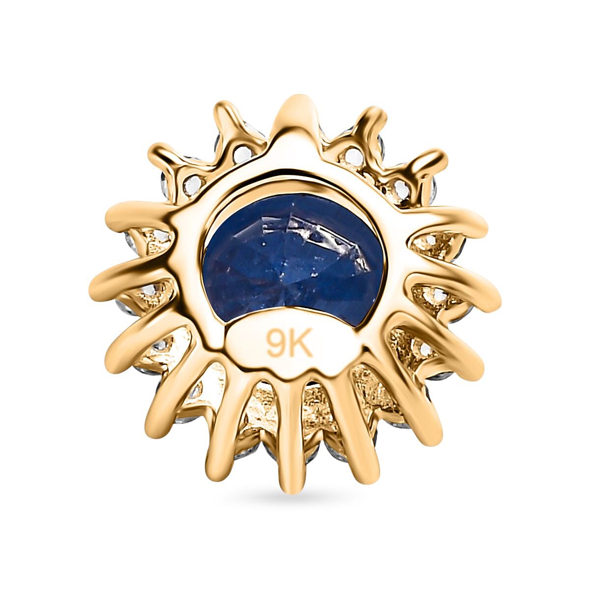Natural Himalayan Kyanite and Natural Zircon Circle Halo Pendant in 9K Yellow Gold 1.32 Ct