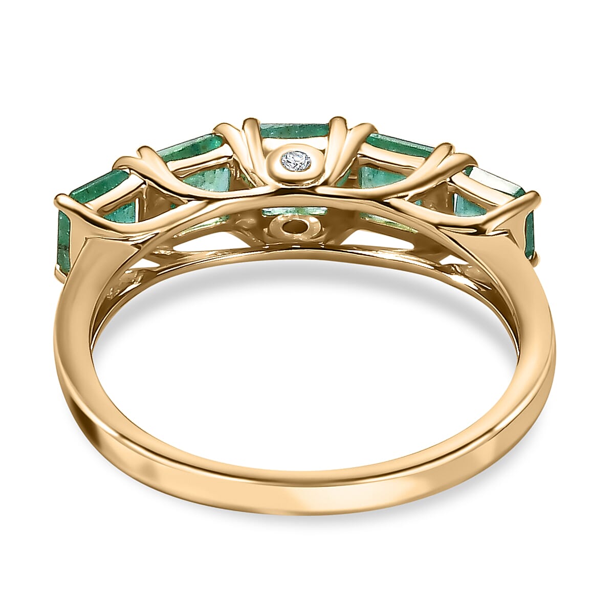 One Time Deal- 9K Yellow Gold AAA Asscher Cut Premium Gemfields Emerald and Diamond Ring 1.81 Ct