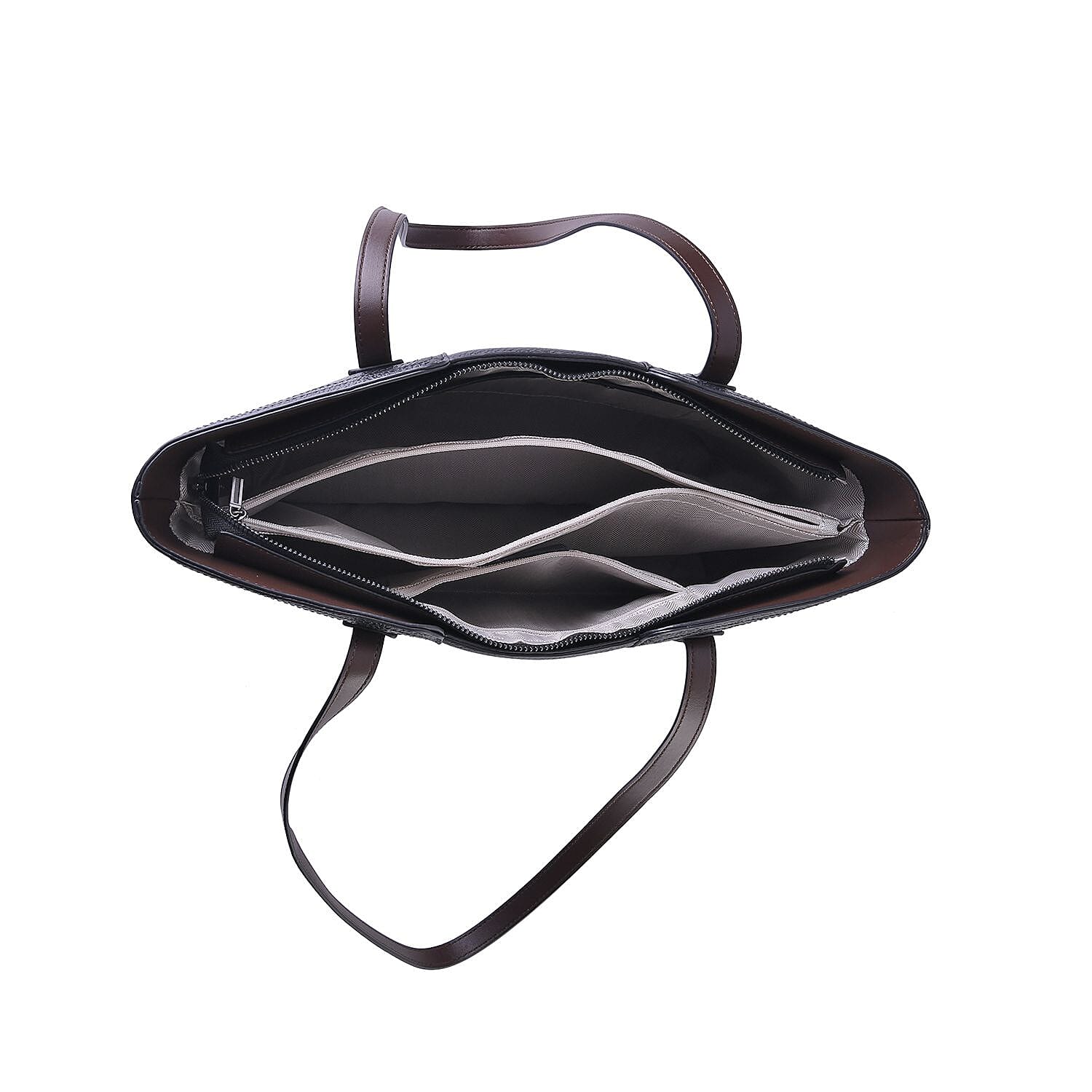 Hong Kong Closeout - 100% Genuine Leather Solid Tote Bag - Black