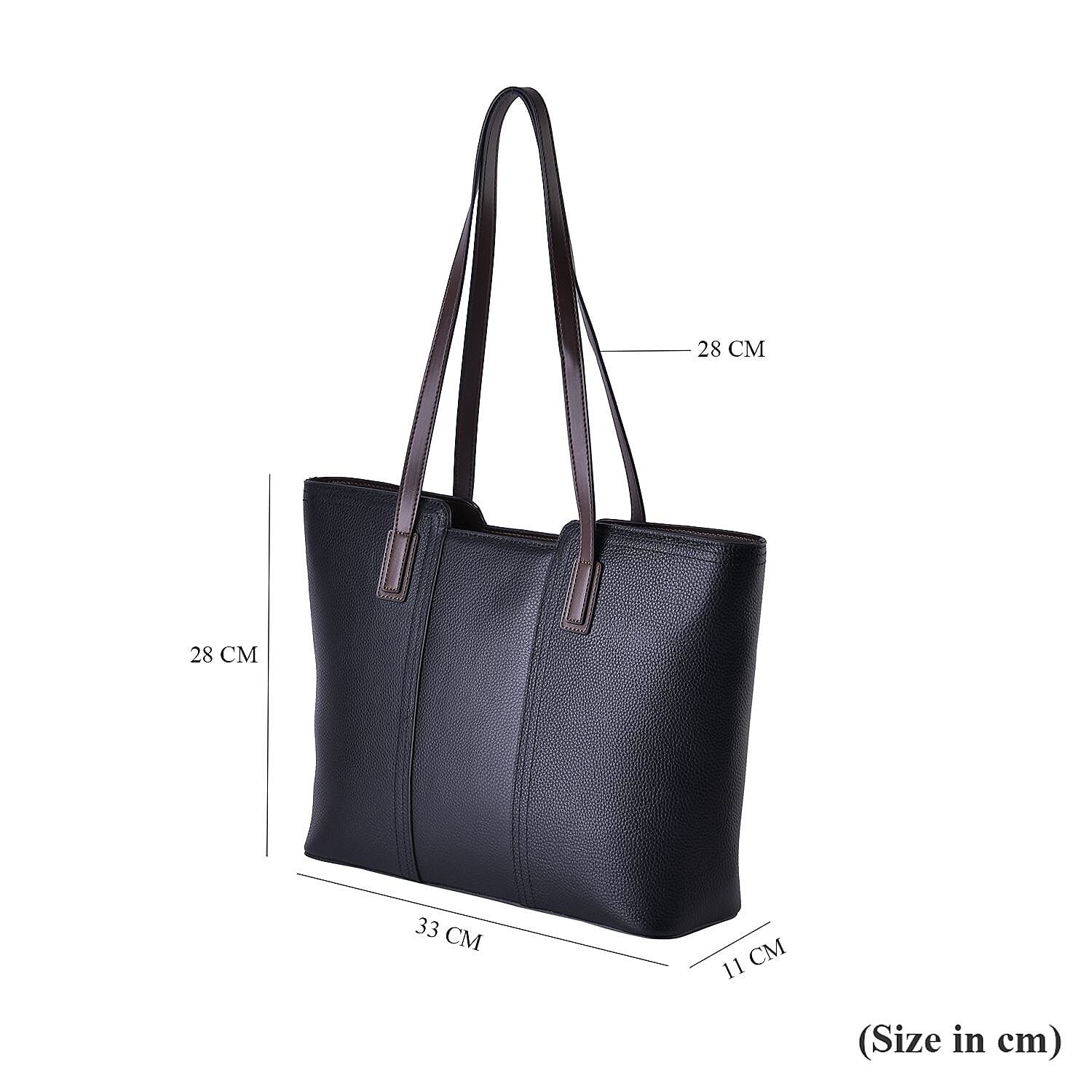 Hong Kong Closeout - 100% Genuine Leather Solid Tote Bag - Black
