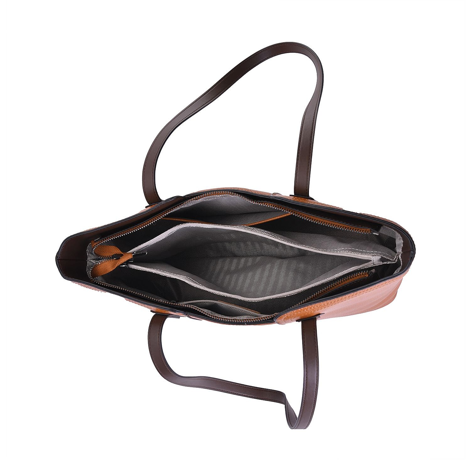 Hong Kong Closeout - 100% Genuine Leather Solid Tote Bag - Tan