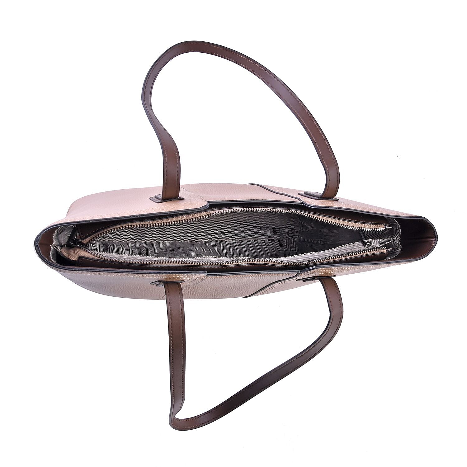 Hong Kong Closeout - 100% Genuine Leather Solid Tote Bag - Beige