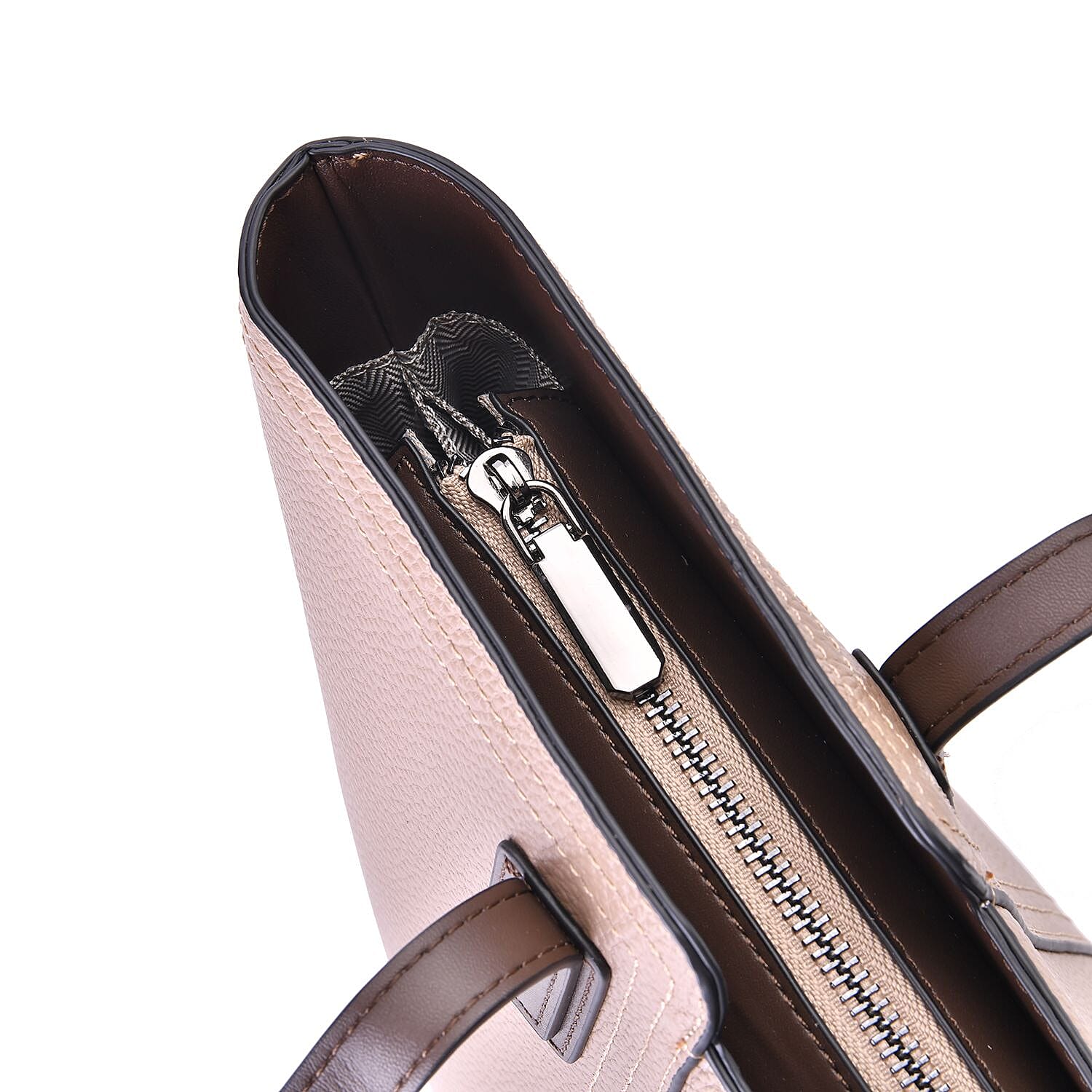 Hong Kong Closeout - 100% Genuine Leather Solid Tote Bag - Beige